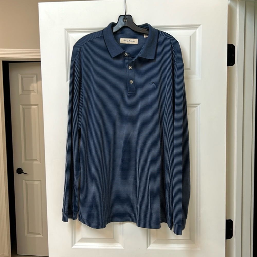 Men’s Tommy Bahama striped long sleeve polo size XL